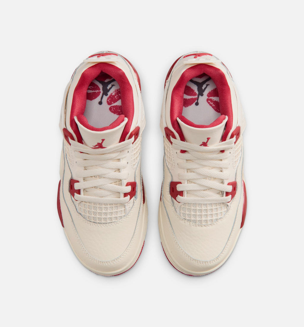 Air Jordan 4 Retro "Valentine's Day" Little Kids' Shoe – Pale Ivory/Sierra Red/Tough Red