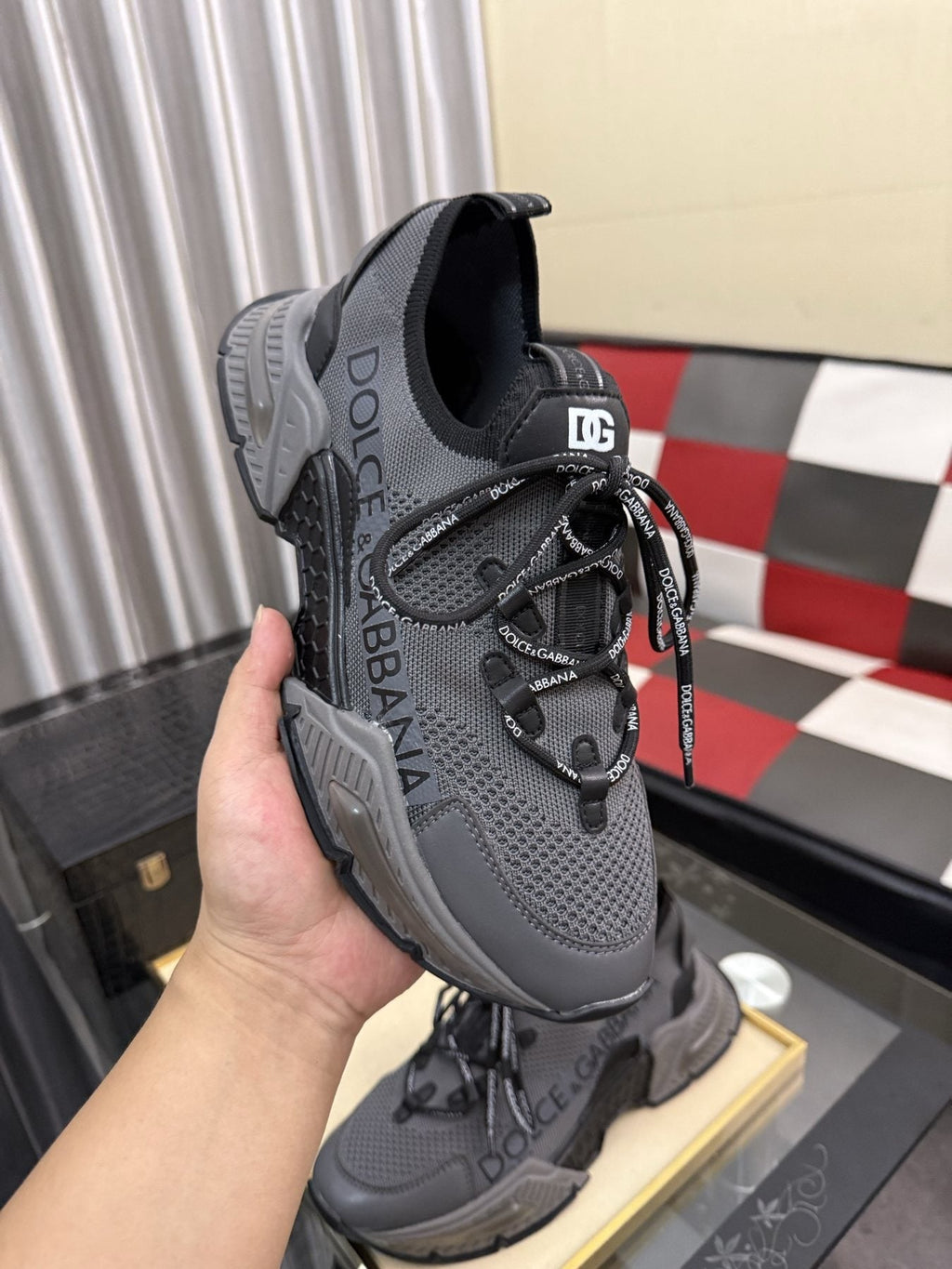 Dolce & Gabbana Gray and Black Chunky Sneakers