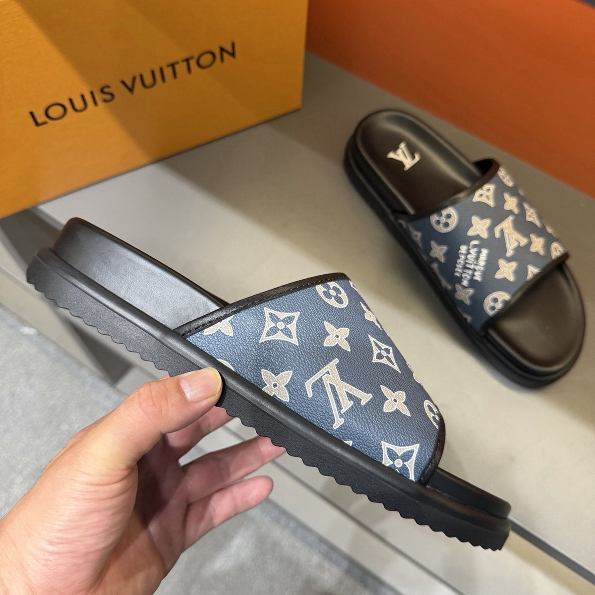 Louis Vuitton Monogram Slide Sandals - Overlapping Monogram-Pattern Upper